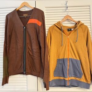 Bundle of 2 Men’s Colorblock Paul Frank Cardigan & UO BDG Hoodie Size L